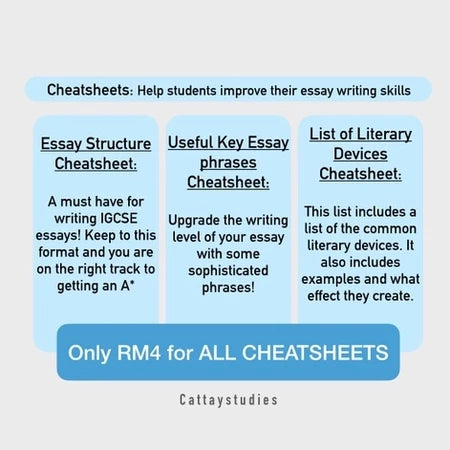 Cambridge IGCSE 0475 English Literature A* Model Essays and Cheatsheets for syllabus 2021+