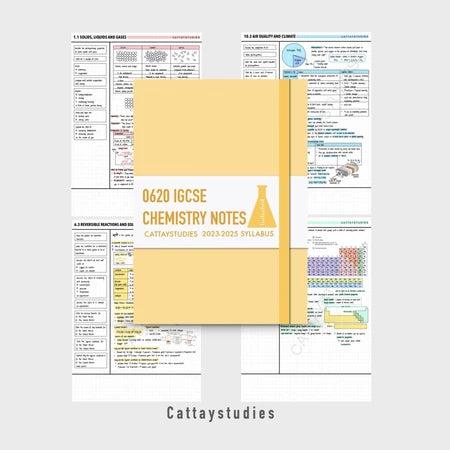 Cambridge IGCSE Chemistry 0620 A* Softcopy Study Bundle (Notes, Flashcards, Quizcards, Past Papers, Resource Bank)